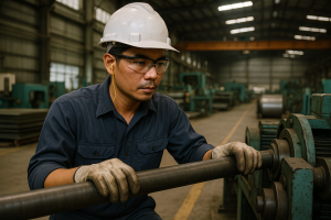 Ảnh minh họa công nhân vận hành máy trong xưởng công nghiệp